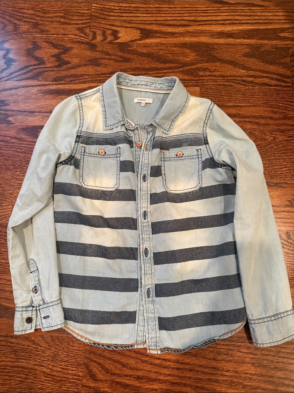 Noppies Light Blue Denim Jacket with Navy Stripes